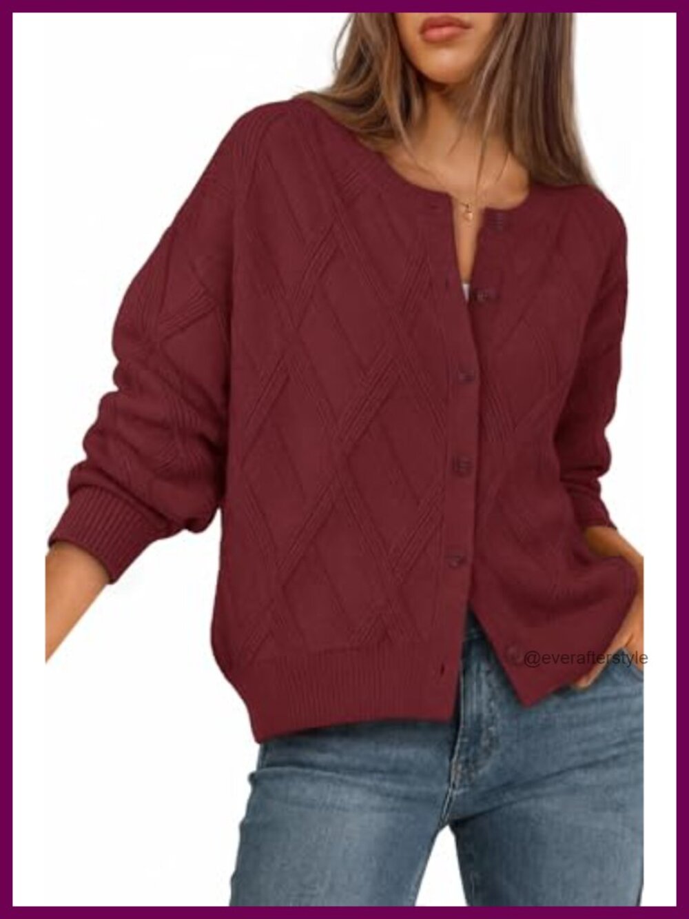 Cable Knit Button Down Cardigan Sweater for Women